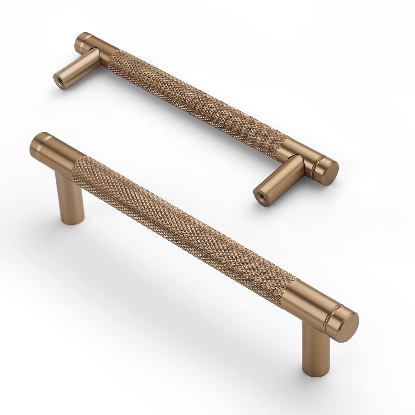 Asidrama 10 Pack 5 Inch(128mm) Champagne Bronze Cabinet Pulls Knurled Cabinet Handles Cupboard Handles Gold Kitchen Cabinet Hardware for Cupboard Drawer Handles Dresser Pulls