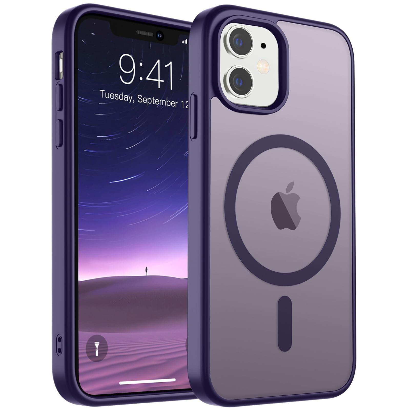 SUPFINE Magnetic for iPhone 11 Phone Case (Compatible with MagSafe) (10 FT Military Grade Drop Protection) Slim Translucent Matte Shockproof with Anti-Fingerprint Phone Case,Dark Purple