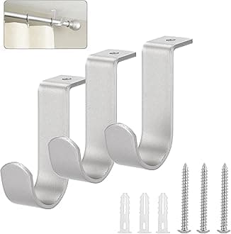 Sumnacon Curtain Rod Hanging Bracket 3Pcs Curtain Rod Brackets Ceiling Mount Metal Ceiling Curtain Rod Hook Sturdy Curtain Bracket for 5/8-1Inch Curtain Rod Silver Curtain Rod Holder for Drapery