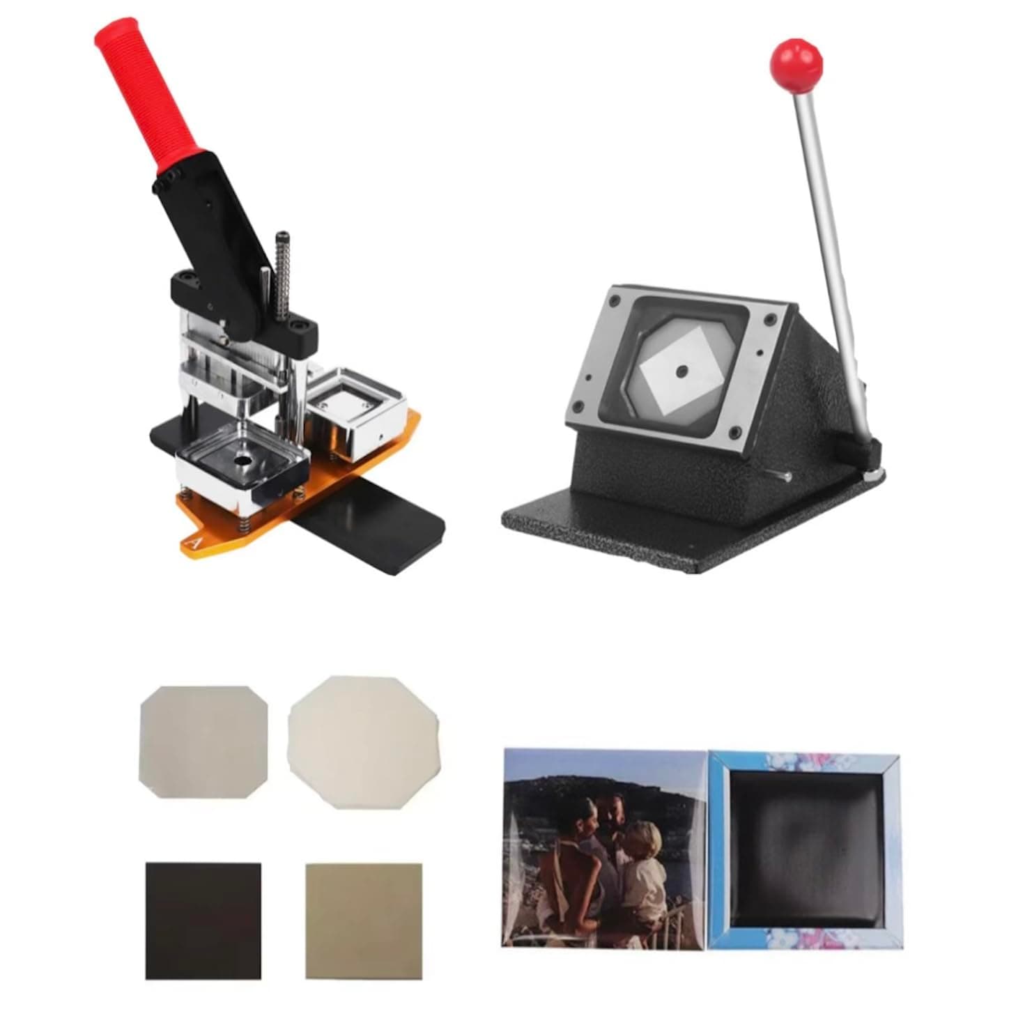 2x2inch Square Fridge Magnet Maker Machine DIY Refrigerator Magnets Magnet Machine with 100 Magnet Material Pieces, Photo Cutter, and Photo Magnet Making Press Machine Complete Kit