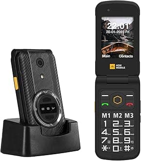 AGM Unlocked Flip Mobile Phone, M8 FLIP Feature Phone with Big Button and Keyboard, Waterproof/Drop-Proof,SOS,4G Dual SIM, Fast Dialing,104dB Powerful Speaker,Hearing Aid Compatible