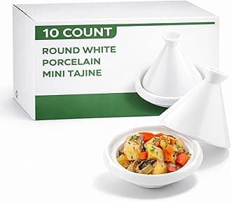 3.5 Inch Tajine Pots 10 Mini White Appetizer Bowls - Tajine Style With Dome Cover White Porcelain Tiny Bowls Chip-Resistant For Samples Sauces Or Spices