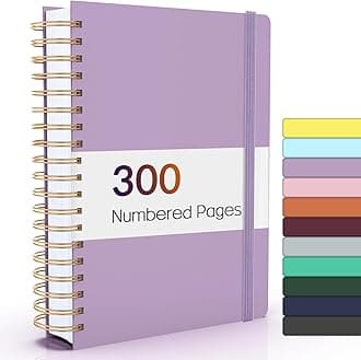 Forvencer Lined Spiral Journal Notebook with 300 Numbered Pages, B5 College Ruled Thick Journals for Writing with 100GSM Paper, Hardcover Notebooks with Contents for Work, School, Women, Men, Purple