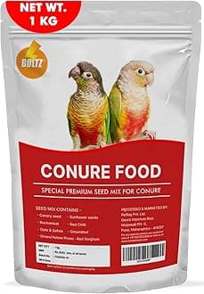 Best Bird Food for Conures, Natural and Healthy Premium Seed Mix for Conure Parrot, Daily Birds Treat for Conures, Complete Nutrition to All Life Stages (1 KG (Pack of 1))