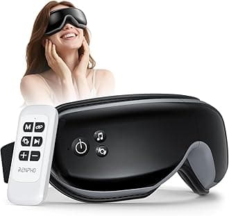RENPHO Eyeris1 Electric Eye Massager With Heat & Vibration, Mothers Day Gifts from Daughter Son, Compression Bluetooth Music, Rechargeable,for Eyes Care, Remote Control(Battery Not Included), Black