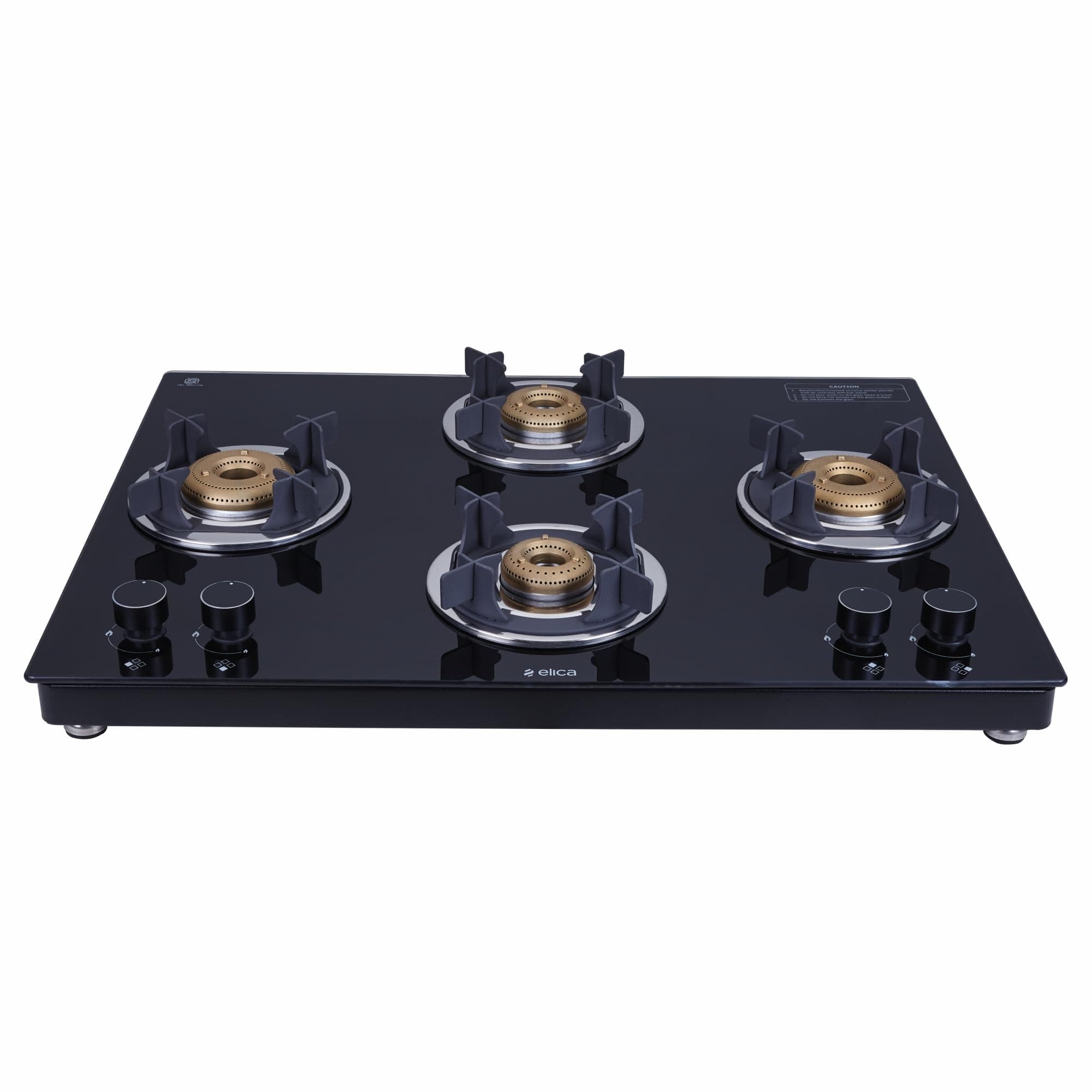 Slimmest 4 Burner Auto Ignition Gas Stove with Double Drip Tray and Forged Brass Burners (694 CT VETRO 2J (TKN CROWN DT AI))