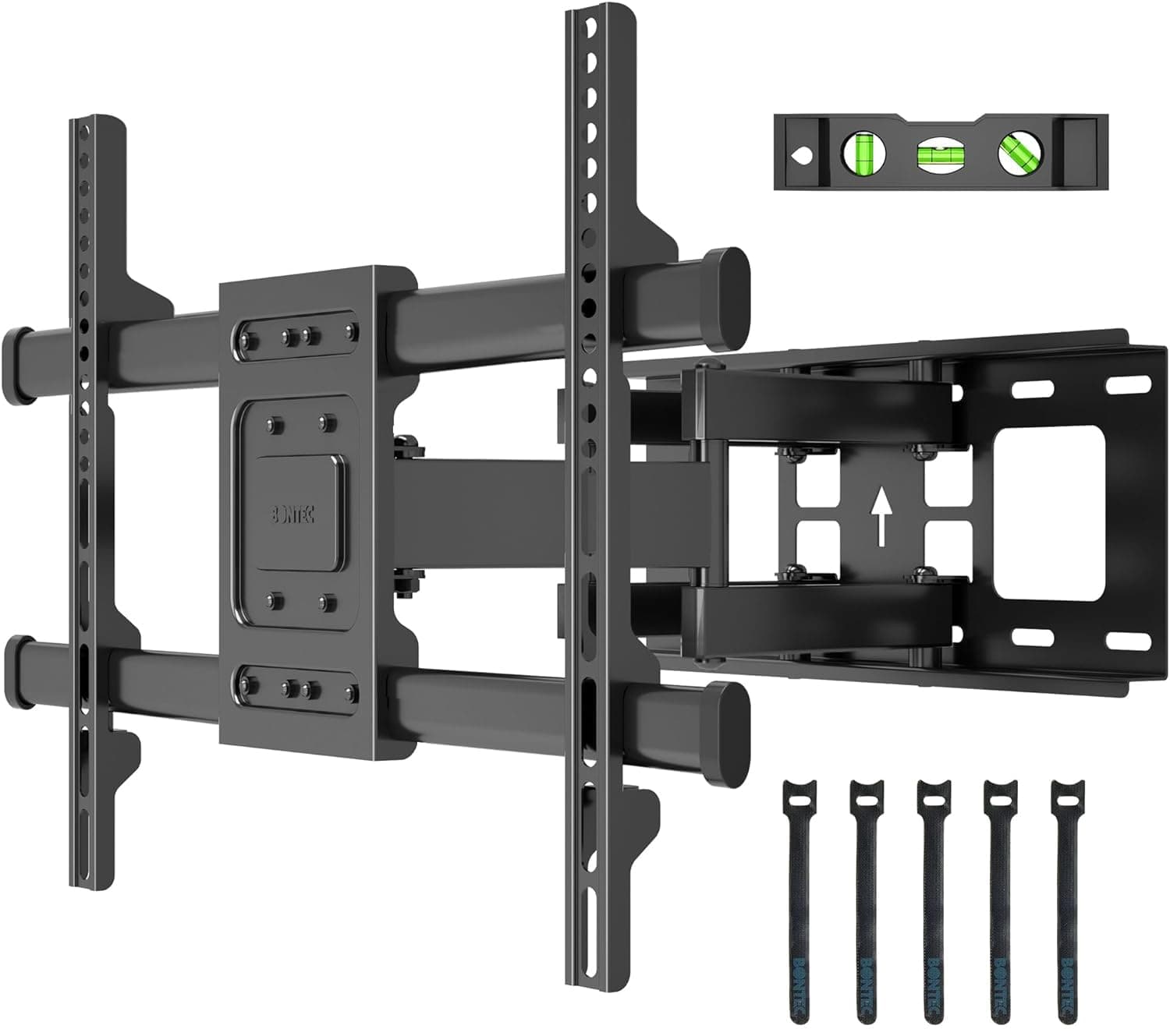 BONTEC TV Wall Bracket for 32-85 Inch LED LCD, Full Motion Swivel Tilt TV Wall Mount, Heavy Duty Dual Arms up to 60kg, Max VESA 600x400mm, Universal TV Mount with Bubble Level and Cable Ties