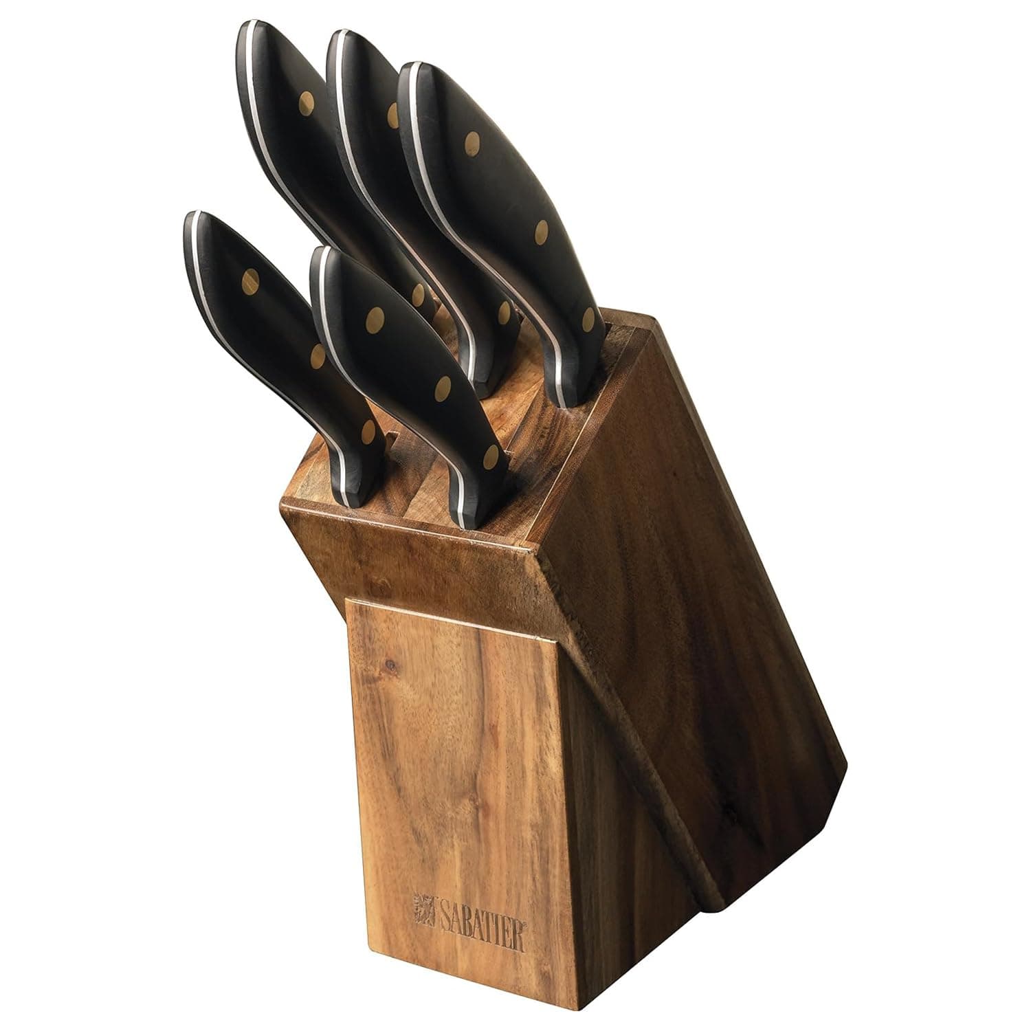 Creative Tops Sabatier Maison 5 Piece Kitchen Knife Set with Acacia Wood Block.