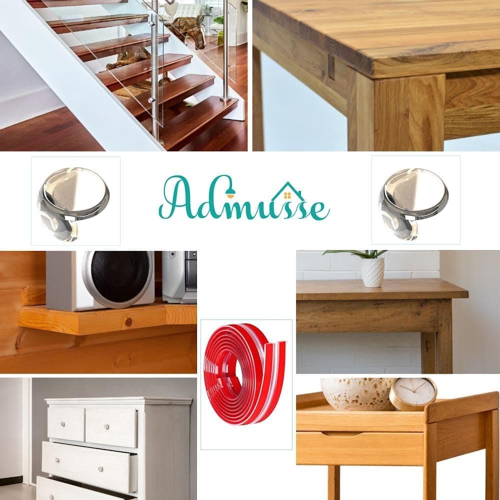 Admuse 4 Meter Safety Edge Corner Protector Strip with 4 Adhesive Corner Guards, Baby Proofing Guards, Tables, Furniture, Soft Silicone Bumper Strip Child Edge Protector for Cabinets