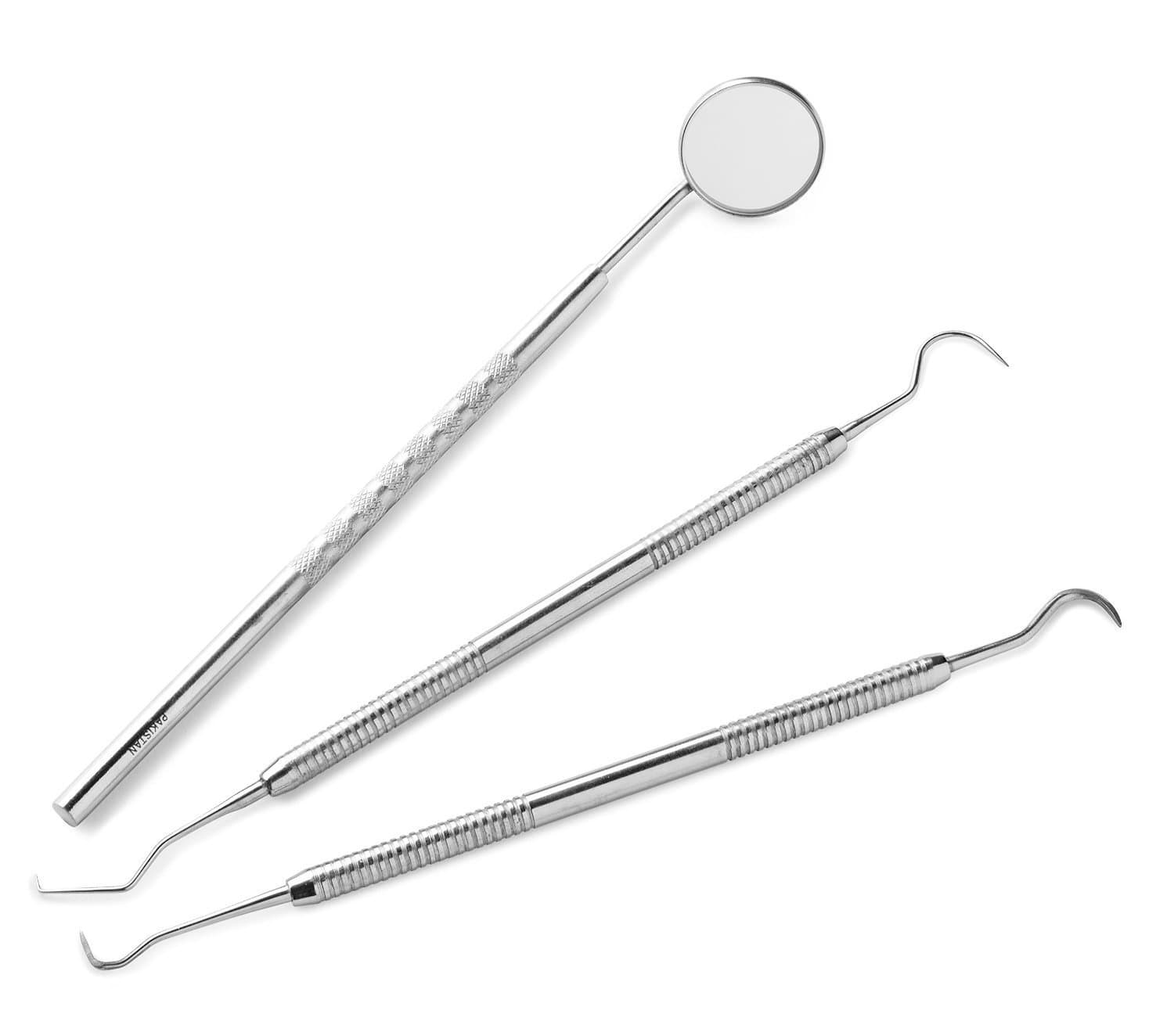 Dental Hygiene Tool Kit - Includes Stainless Steel Tarter Scraper/Scaling Remover, Dental Toothpick, Mouth Mirror - By Majestic Bombay- Dentists Tools Set is Ideal for Personal Use & Pet Friendly