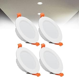 9W LED Recessed Ceiling Spotlights, 6000K Cold White Ultra Slim Panel Light, Cut Φ90-100mm, AC110-240V Round Downlights for Living Room Office, 4 Pack