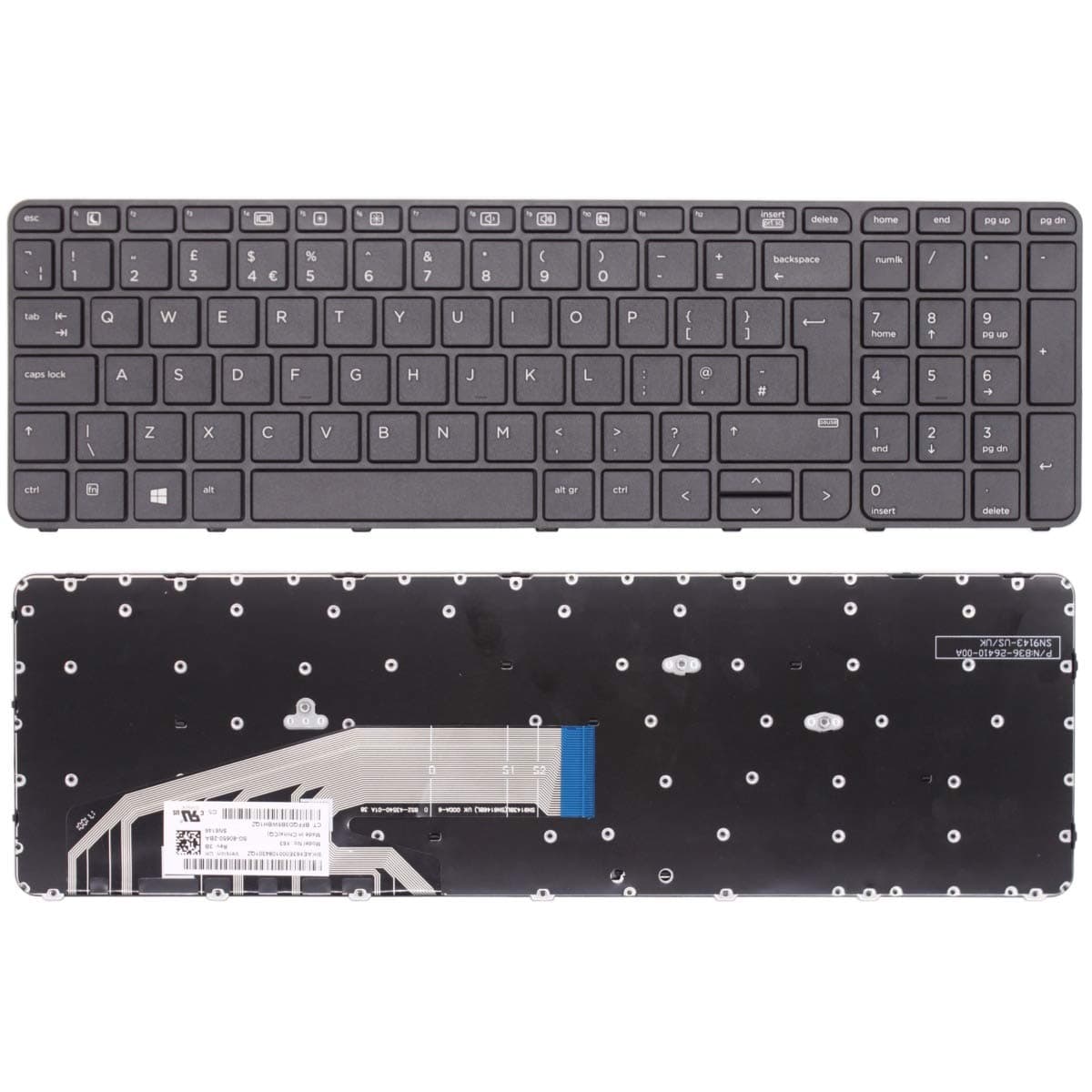 Wikiparts* Replacement Keyboard For HP ProBook 450 G3 455 G3 470 G3 UK Layout Laptop Black Keyboard with Frame