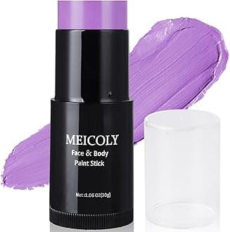 MEICOLY Light Purple Face Body Paint Stick(1.06 Oz),Cream Lavender Periwinkle Body Paint ,Sweatproof Waterproof Purple Eye Black for Sports,Violet Lilac Face Paint for Halloween SFX Ursula Cosplay