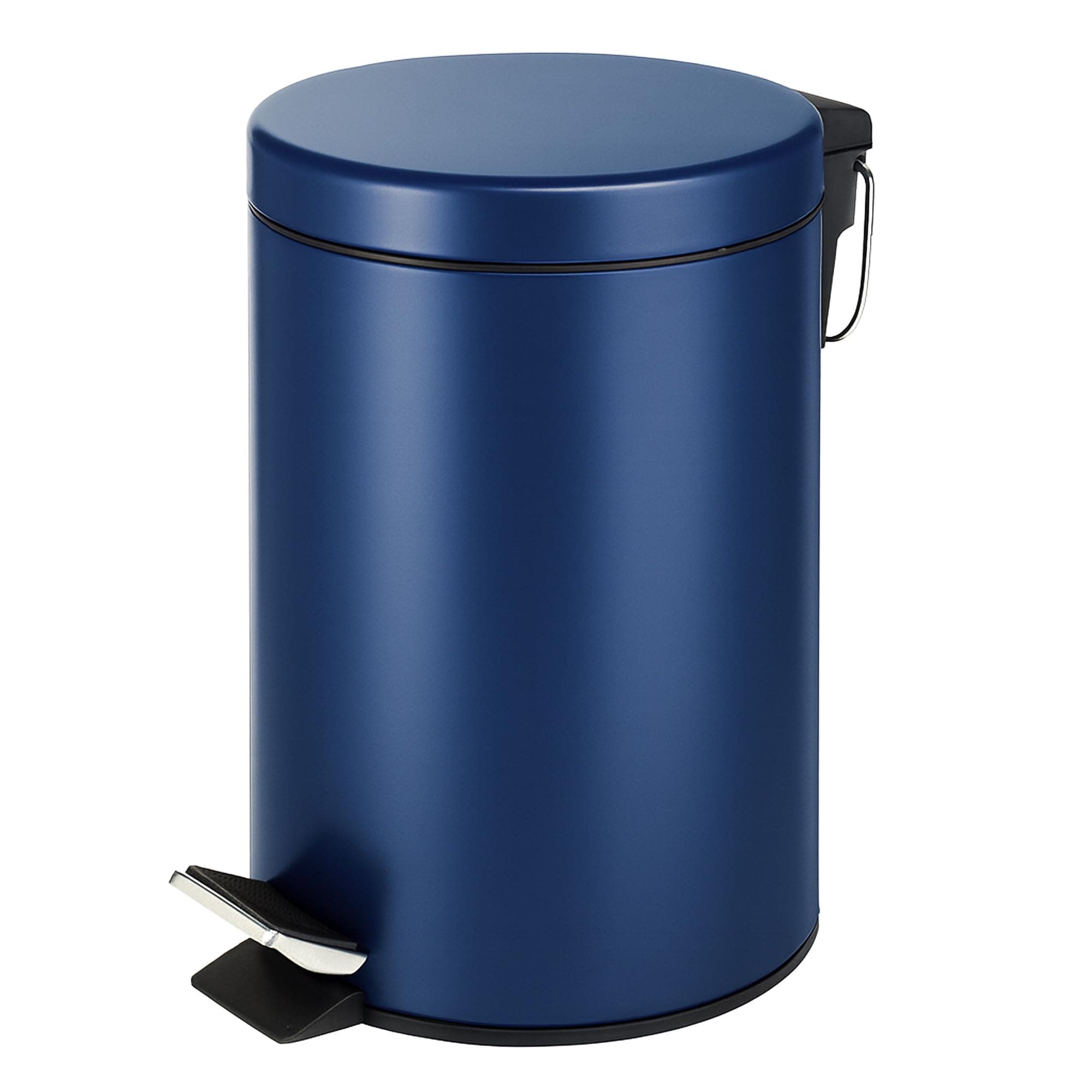 Innoteck Essentials Round Colour Coated Pedal Bin 3L Dustbin Size 26x17cm for Kitchen and bathroom, Matt Blue, Metal, 3 Litre