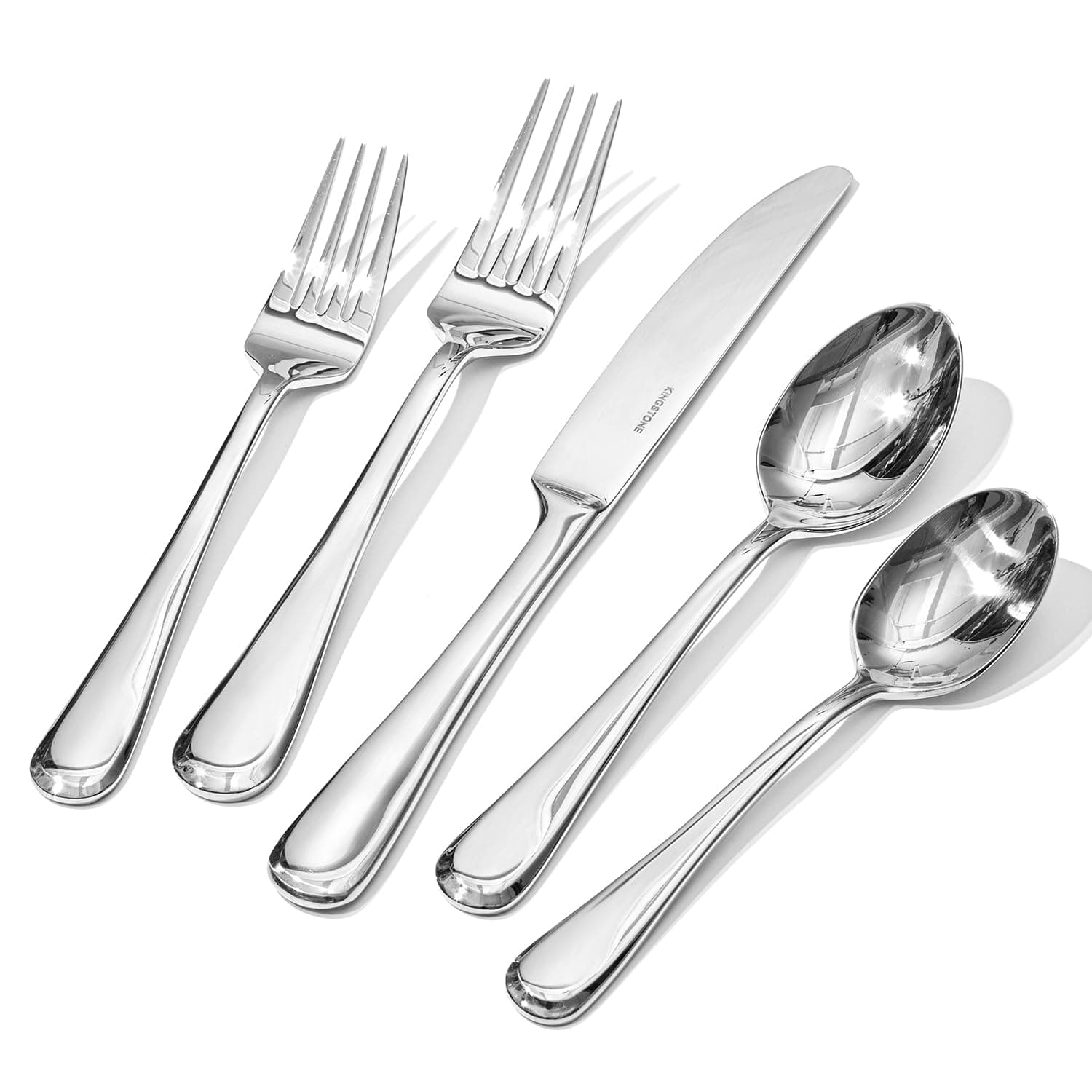 KINGSTONE 20 Pieces Silverware Set for 4, Premium Stainless Steel Flatware Set, Heavy Duty and Modern Design Cutlery Set, Mirror Polished, Dishwasher Safe