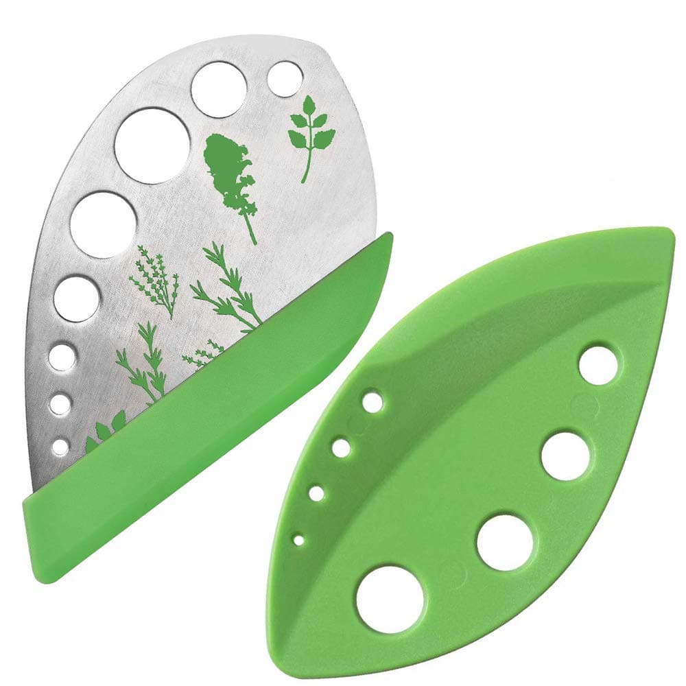 Septo 2 Pack Herb Stripper Tool 9 Holes Stainless Steel kale Leaf Stripping Zip Tools, Curved Edge Can be Used as a Kitchen Gadgets