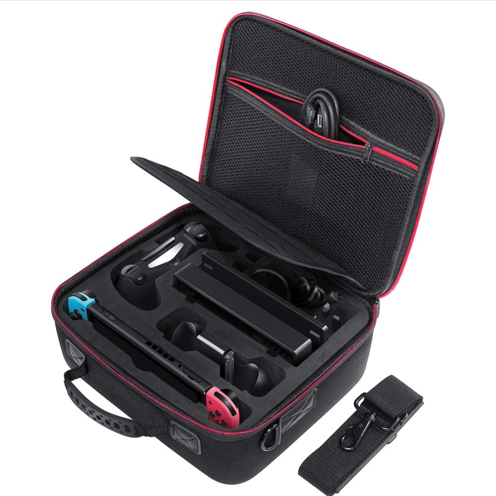 BENGOO Carrying Storage Case for Nintendo Switch, Deluxe All-Protective Hard Travel Carry Bag with Handle and Shoulder Strap for Nintendo Switch Console & Accessories