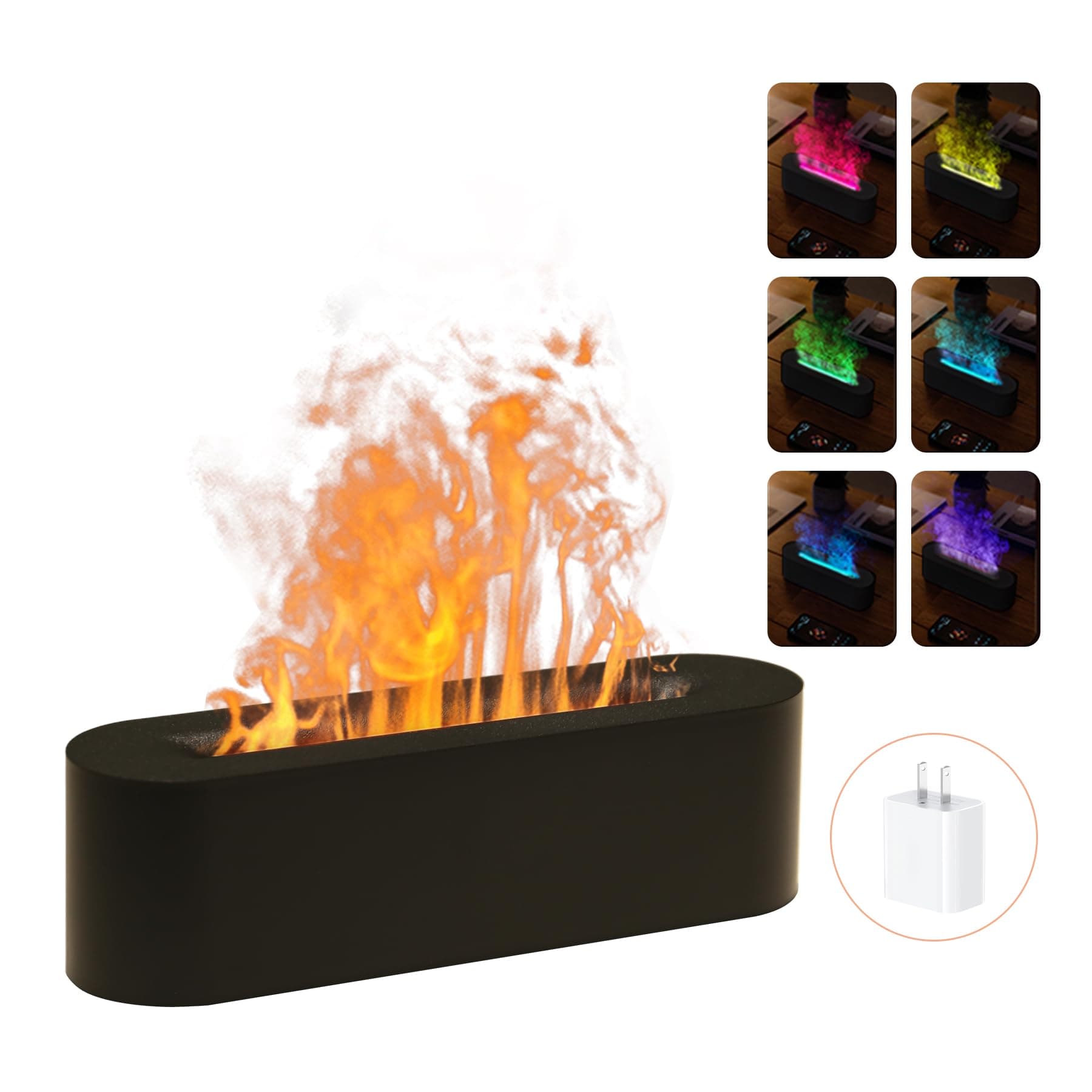 - Essential Oil Diffusers,Flame Colorful Water Vapor Fire Fireplace Humidifier for Aromatherapy Aroma Therapy Machine Room Bedroom,Black Flame Diffuser for Essential Oils