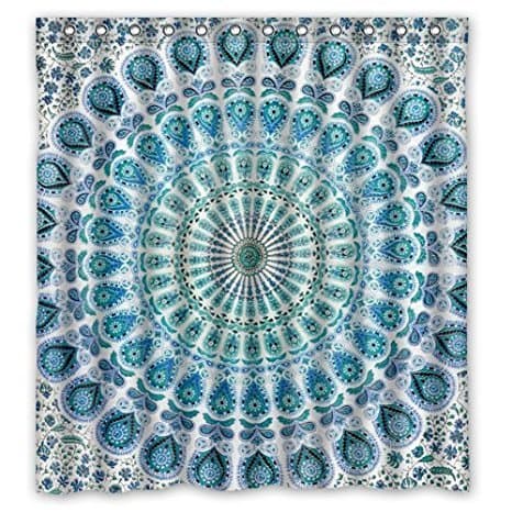 ZHANZZK Blue Mandala Polyester Shower Curtain 66"(Width) x 72"(Height)