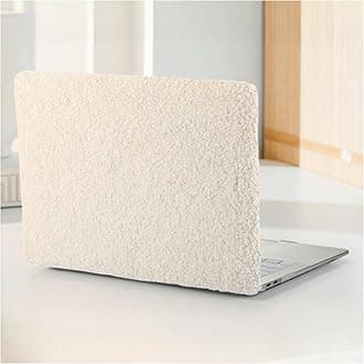 Compatible with MacBook Air 13.6 inch Case 2022-2026 M4 A3240 M3 A3113 M2 A2681, Soft Fluffy Fuzzy Plush Faux Fur Cream Leather Hard Shell Case&Keyboard Cover for Mac Air 13.6 Laptop, Beige