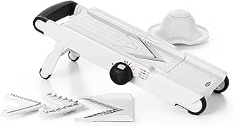 OXO Good Grips V-Blade Mandoline Slicer – Adjustable Stainless Steel Slicer with Julienne & Straight Blades, 4 Thickness Settings & Foldable Storage