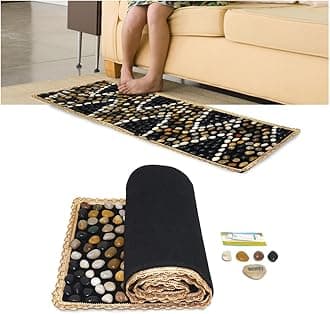 HTTMT- Pebbles Cobblestone Foot Massage Mat for Reflexology Massage,Acupressure Relieve,Stimulates Blood Circulation for Pain Relief/Nerve Ache,Anti-Slip Yoga Mat Healthcare [P/N: ET-HOME018-A]