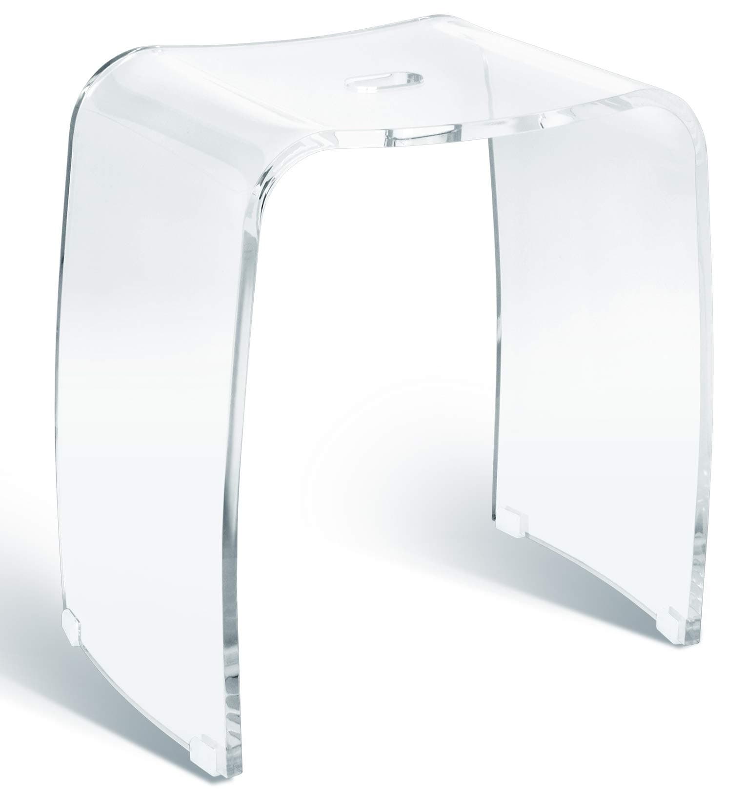 Meran Bathroom Stool – Transparent Acrylic Shower Stool with Handle, Ergonomic Seat, Non-Slip Rubber Feet & Timeless Design (Up to 180 kg)