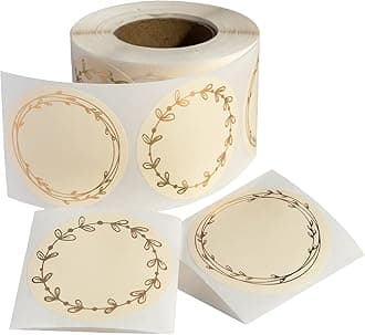 MONEST Waterproof & Oil Resistant Jar & Lid Stickers - Pantry/Canning, Spice & Bottle Labels (Golden Flower)