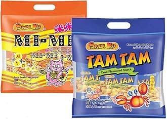 Snek Ku Malaysia Tam Tam Crab Flavour MiMi Prawn Flavour Crispy Halal Food Teatime Snacks 1 Pack x 200g (25g x 8 packets) (Crab Flavour)