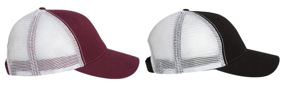 Authentic Headwear Duke Washed Trucker Cap, 1 Maroon/White & 1 Black/White, Adjustable