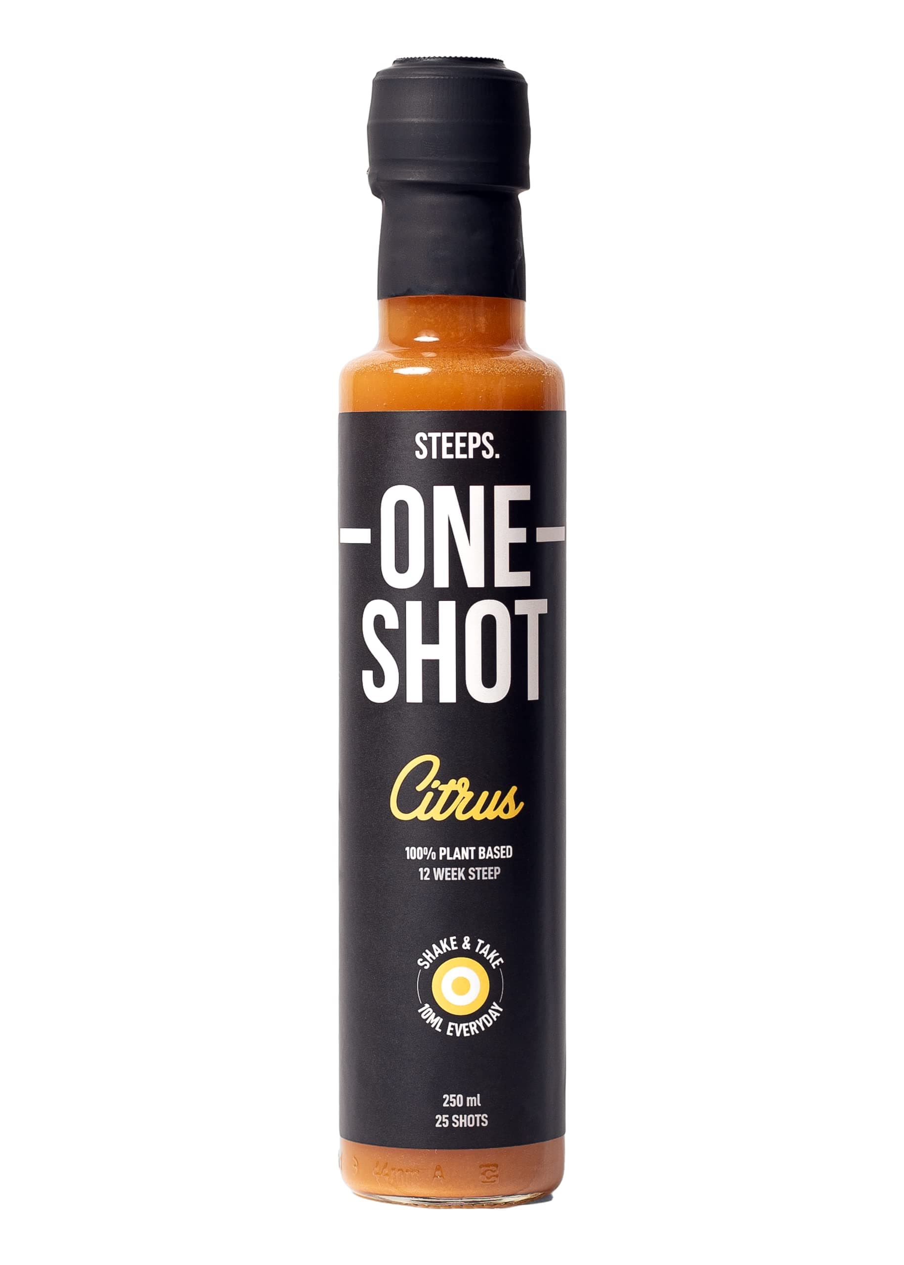 Steeps One Shot | 250 ml | Citrus Infused Fire Cider | Apple Cider Vinegar with Oranges, Lemons, Turmeric & Ginger | 25 Health Drink Shots