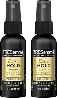 TRESemmé Tres Two Spray with Extra Hold Non-Aerosol Hairspray, Travel Size, Extra-Firm Control, Strong Hold with Touchable Feel, Humidity Resistant, Frizz Control, 2 pk – 2 oz Bottles
