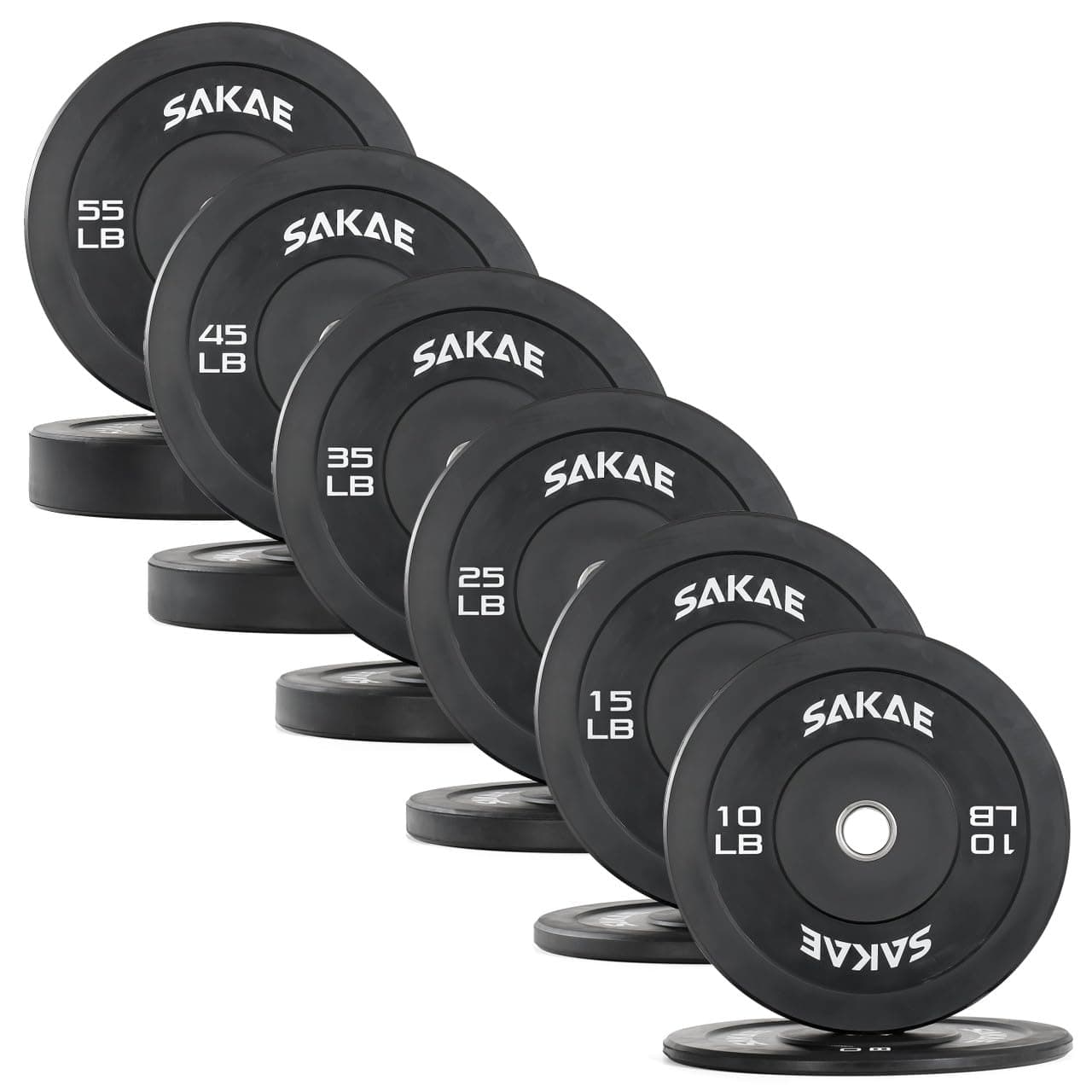SAKAE Olympic Rubber Bumper Plates, 2-Inch Weight Plate Set with Steel Hub, Ideal for Weightlifting, CrossFit, Strength Training & Home Gym Workout, Available in Single, Pair & Sets, Multiple Sizes