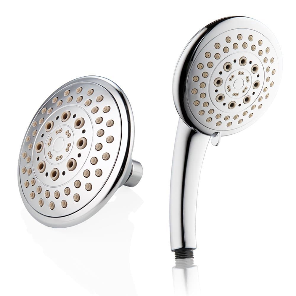 Shower Head, 5.5 Inch Fixed and Handheld Showerhead Combo 5 Functions Shower Head High Pressure