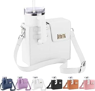 Water Bottle Crossbody Bag for Stanley Bottle, Water Bottle Carrier Bag, Stanley Cup Holder, Portable Outdoor Water Cup Holder with Adjustable Shoulder Strap-White