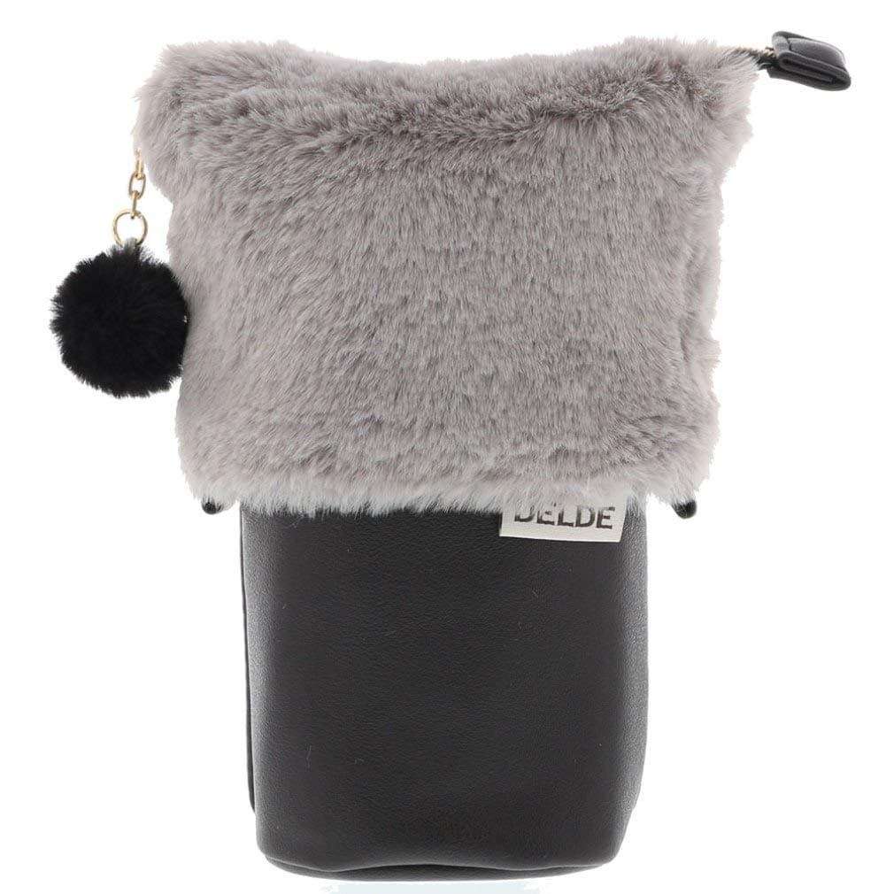DELDE Pen Pouch eco Fur Grey x Black