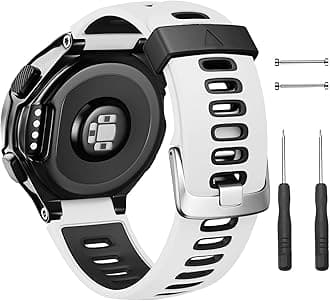 NotoCity for 735XT Watch band/Forerunner 235/230/ 220/620/ 630 Silicone Strap Approach S20/ S5/ S6 Wristbands with Metal Buckle(White-Black)