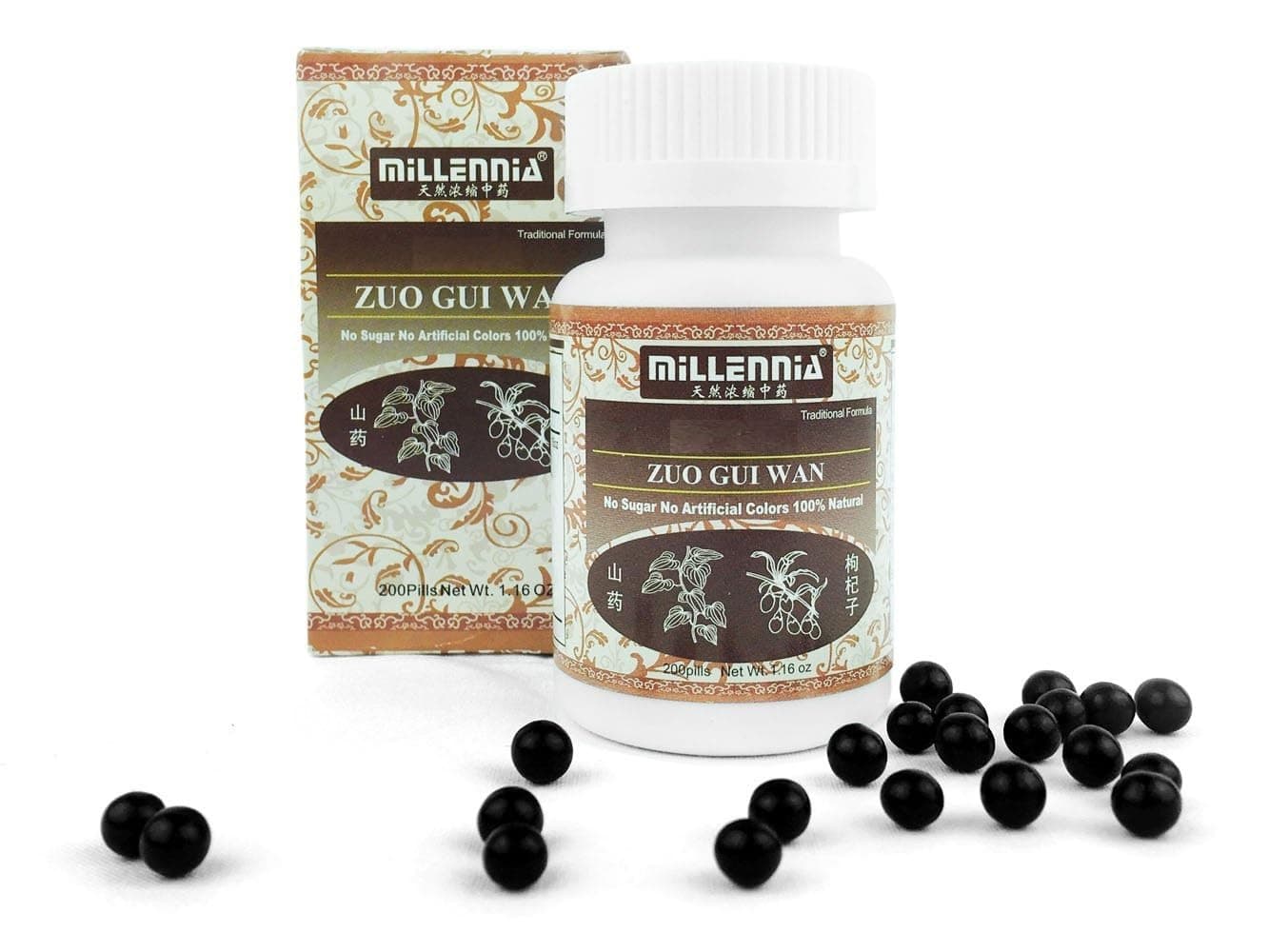 MILLENNIA Herbal Supplement Pills - Zuo GUI Wan - 12 Bottle Pack (200 Pills/Bottle)