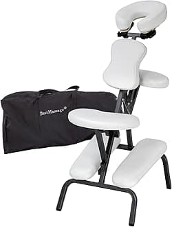 BestMassage Portable Massage Chair for Tattoo and Spa Foldable Massage Therapy Chair with Adjustable Face Cradle High-Density Cushion Lightweight Design with Carrying Bag Ideal for Salon Use (White)