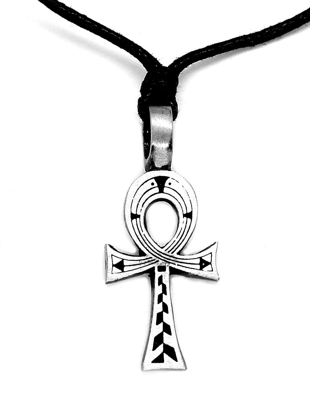 Small Silvery Black Egyptian Ankh Pendant/Necklace