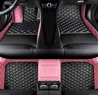 SARAHS Customized car Floor mats -Suitable for 99% of Cars, SUVs, and Trucks - car Pads to Protect Vehicle Interior Floor Accessories (Pink and Black)