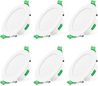 ALUSSOLED Downlights Ceiling Dimmable 7W IP44 Slim Recessed Ceiling Lights, 3000K Warm 4000K Neutral 6500K Cool Adjustable Down Lights Indoor Ceiling, Round White, 6 Pack