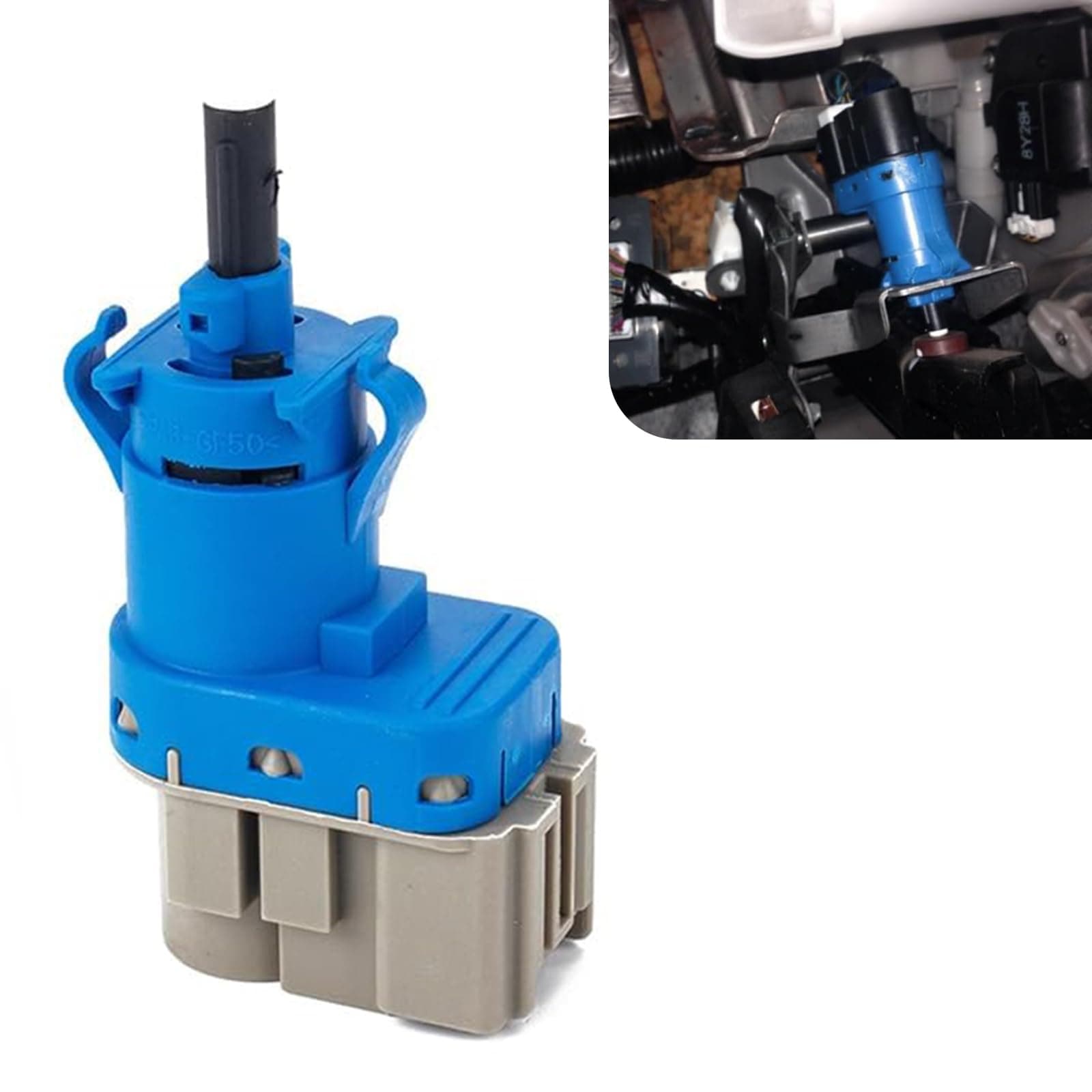 1 PC Car Brake Light Switch, Standard 4-pin Brake Pedal Modification Switch, Replaces OEM Number 7T4Z13480AA 8T4T96854M 8T4Z13480A Accessories, Compatible with Most Models (Blue & Gray)