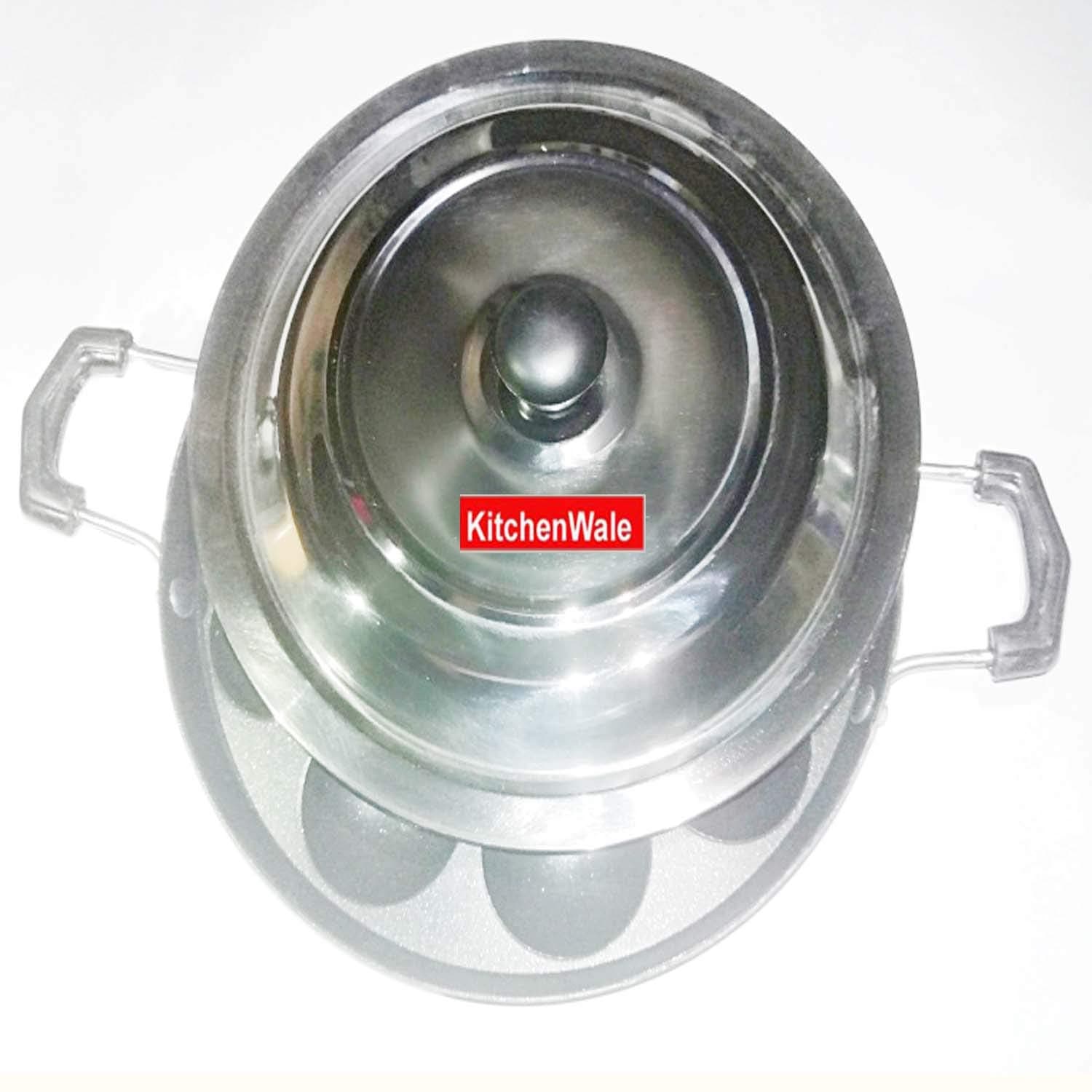 Kitchenwale Premium Quality Non Stick Appam Maker 12 Cavity with Lid & Side Handle Paniyarakkal/Paniyaram/Pancake/Idli Maker - Grey