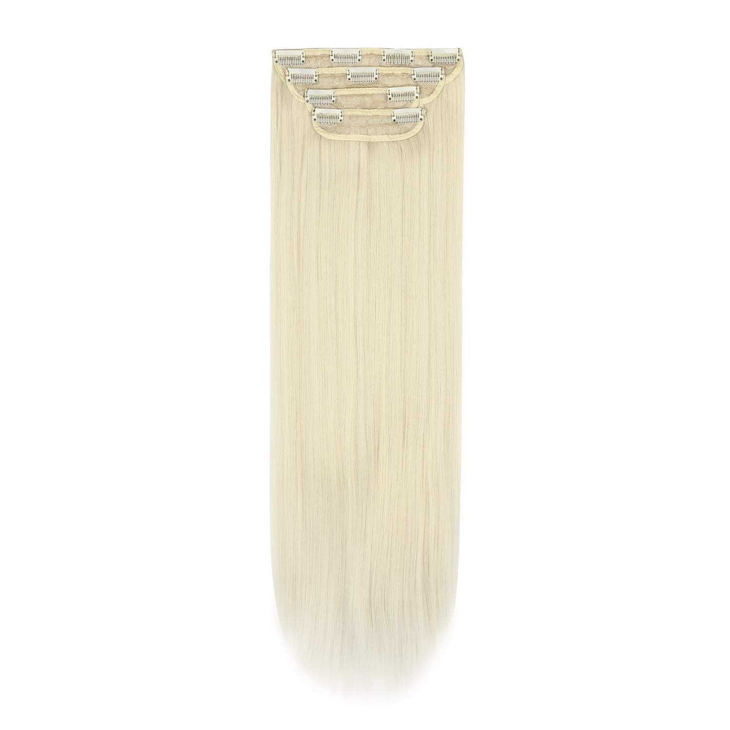 REECHO26" Straight Super Long 4 PCS Set Thick Clip in on Hair Extensions White Blonde