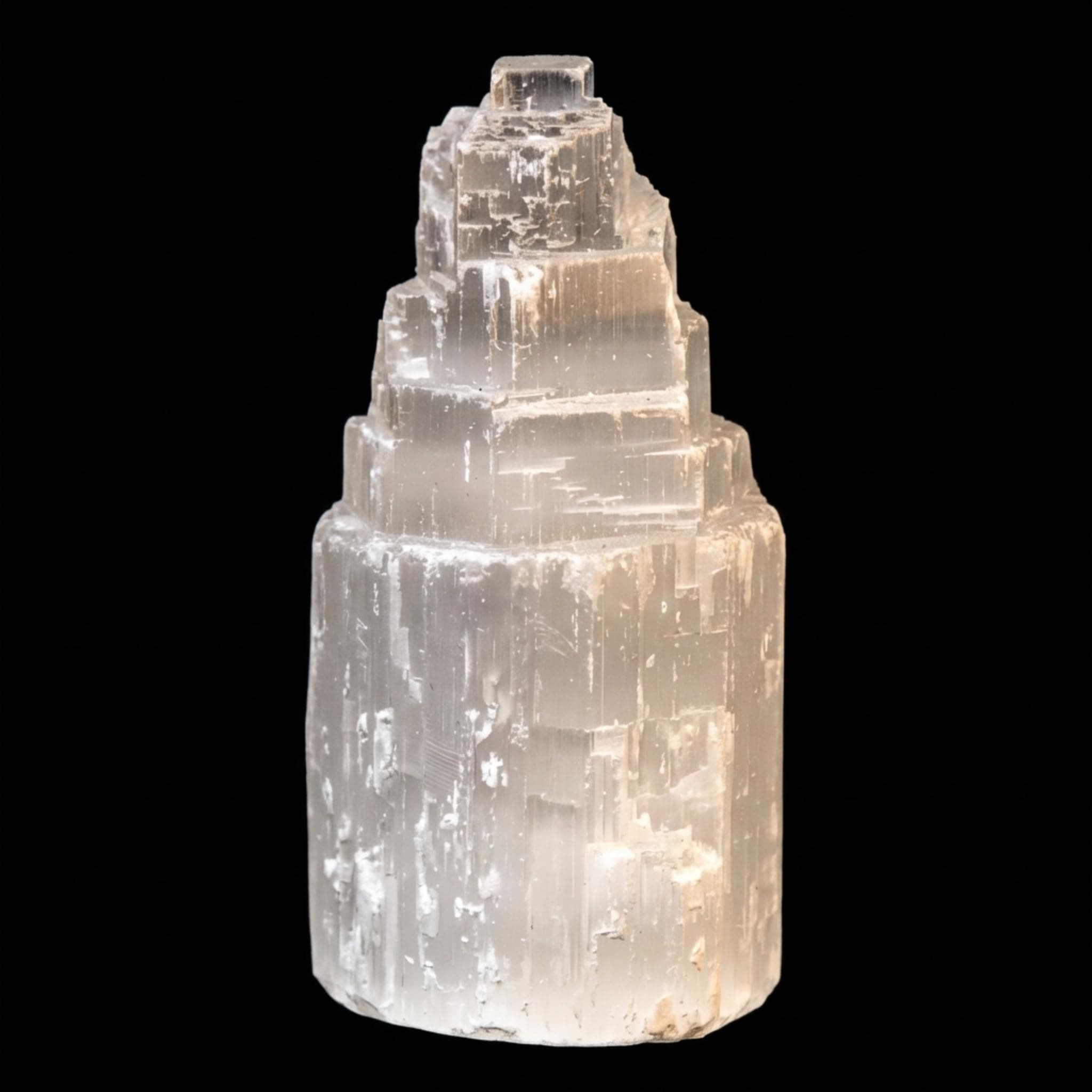 | Selenite Skyscraper | 4'' Tall | 1pc | Crystals and Healing Stones, Spiritual Gifts for Women, Reiki, Chakra, Yoga, Meditation Accessories