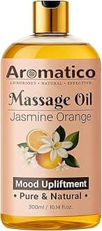 AROMATICO Jasmine Orange Massage Oil. Soothing Aromatherapy Body Oil with Sweet Citrus & Floral Notes. Relaxing, Spa-Quality Formula for Stress Relief & Skin Hydration - 300ml