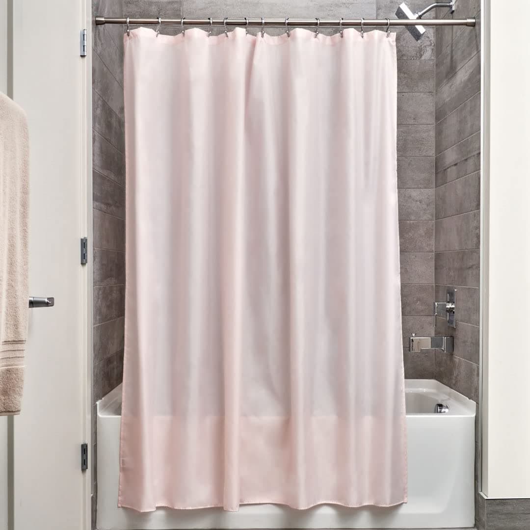 Idesign Fabric Shower, Mildew-Resistant Bath Curtain For Master, Kid's, Guest Bathroom, 72 X 72 Inches, Pink