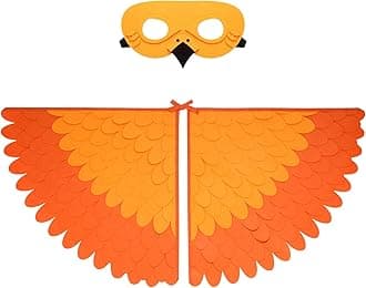 Proumhang Kids Bird Wings Costume For Age 3~8 Years,Bird Owl And Peacock Masque Owl Dress Up,Boys Girls Felt Eye Masque And Wings Set,Halloween Colorful Fancy Dress