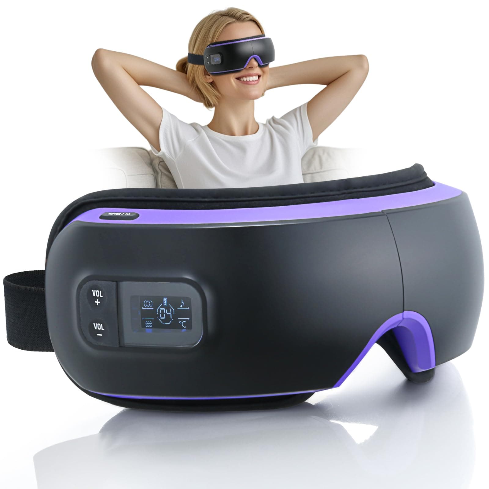 OSITO Eye Massager with Warmth, Eye Massage Mask with Compression, Rechargeable Eye Massager for Dark Circles Dry Eyes Eyes Eye Bags and Improve Sleep